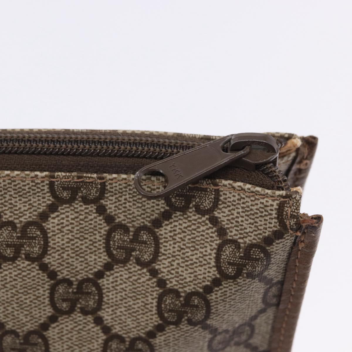 GUCCI GG Supreme Clutch Bag PVC Beige Gold Tone 89 01 029 Auth 201303