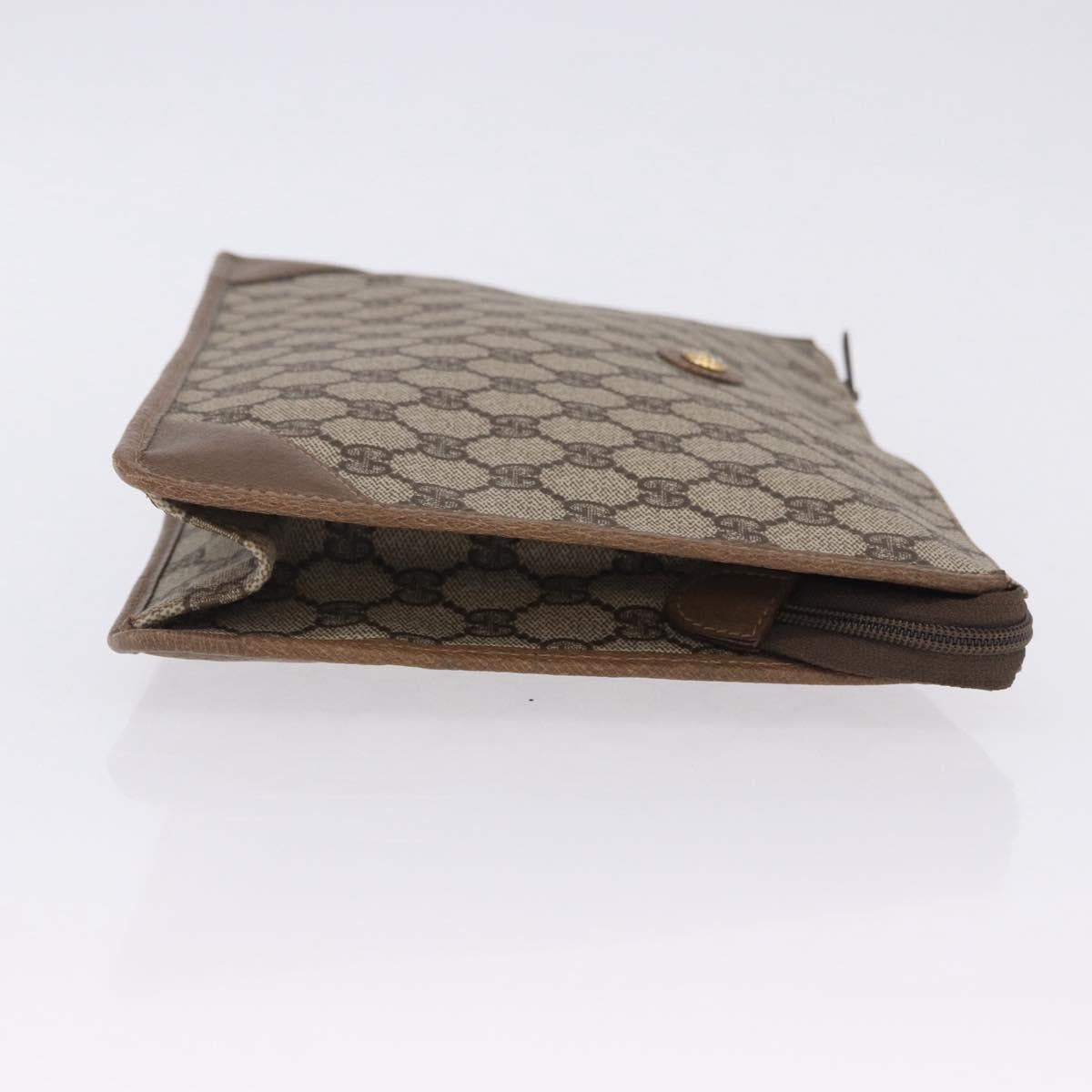 GUCCI GG Supreme Clutch Bag PVC Beige Gold Tone 89 01 029 Auth 201303