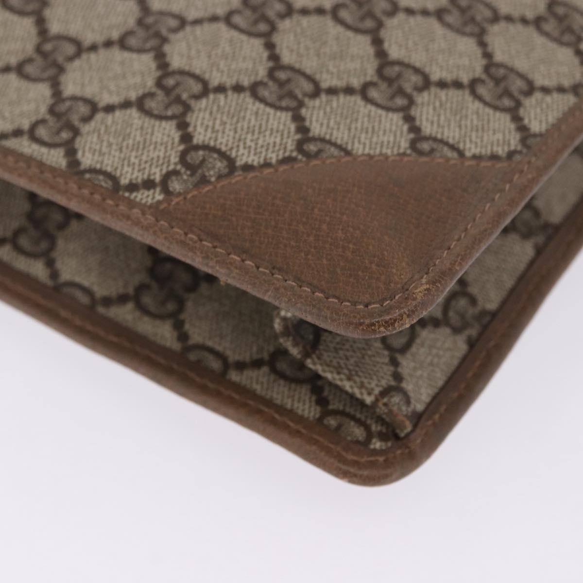 GUCCI GG Supreme Clutch Bag PVC Beige Gold Tone 89 01 029 Auth 201303
