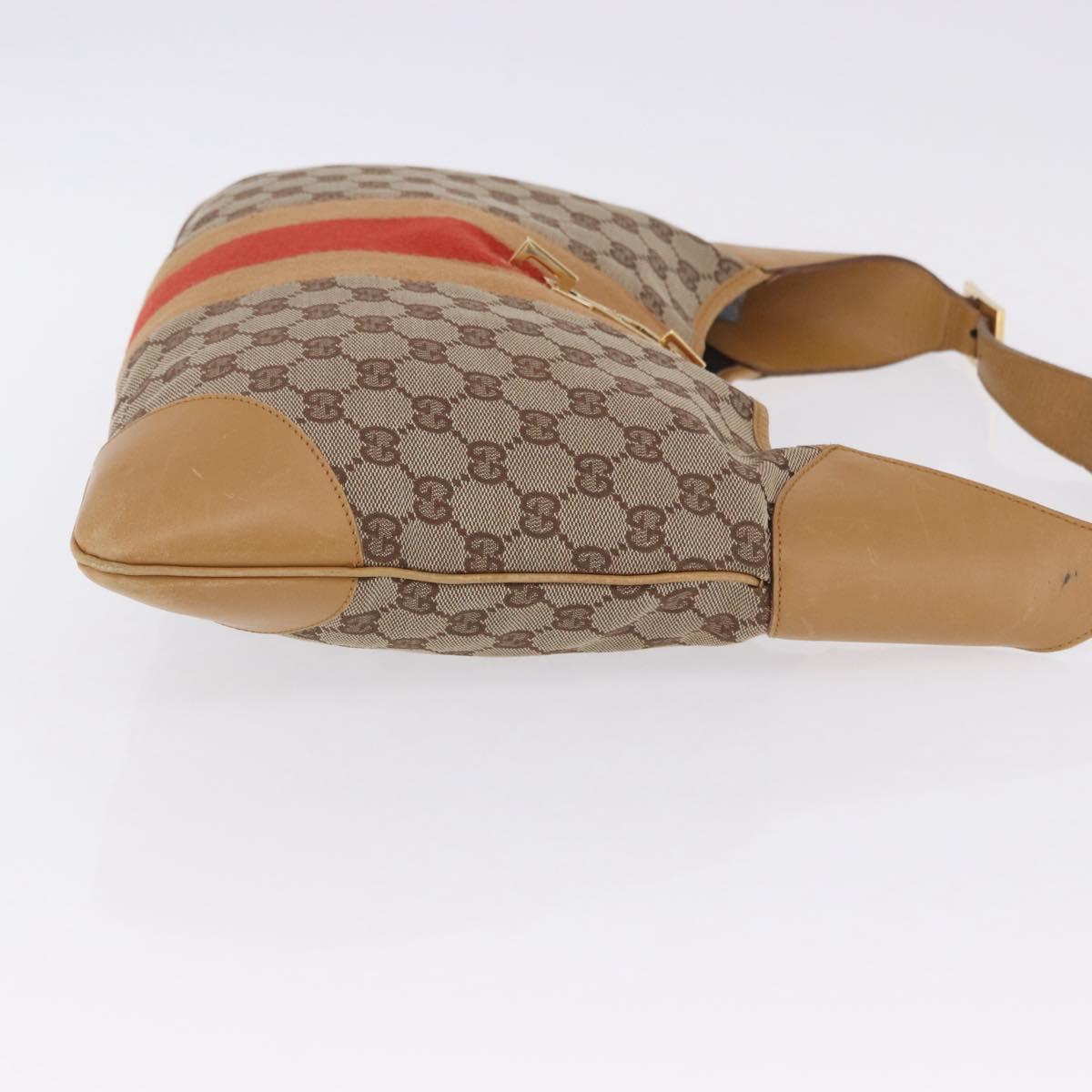 GUCCI GG Canvas Jackie Sherry Line Hand Bag Beige Gold Tone 001 4075 Auth 201304