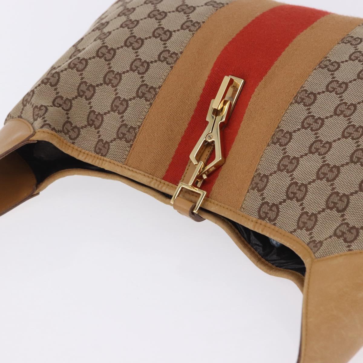 GUCCI GG Canvas Jackie Sherry Line Hand Bag Beige Gold Tone 001 4075 Auth 201304