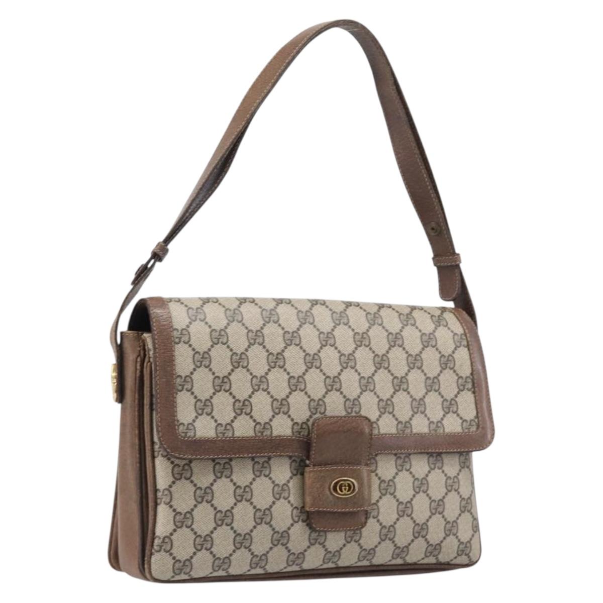 GUCCI GG Supreme Shoulder Bag PVC Beige Gold Tone 1 001 4084 Auth 201306