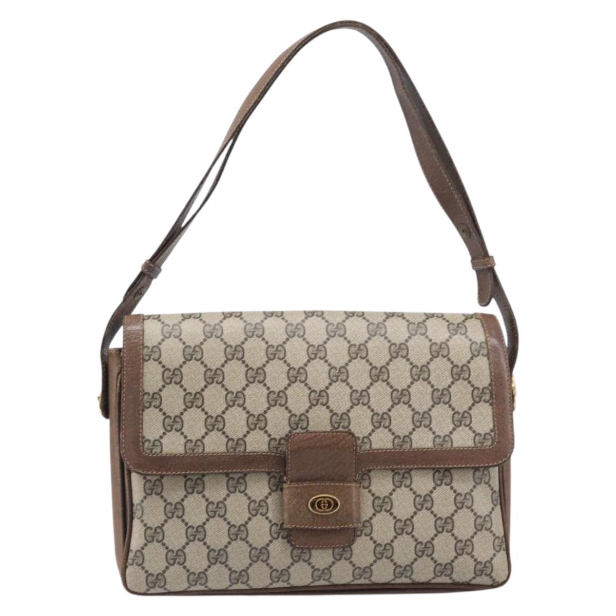 GUCCI GG Supreme Shoulder Bag PVC Beige Gold Tone 1 001 4084 Auth 201306