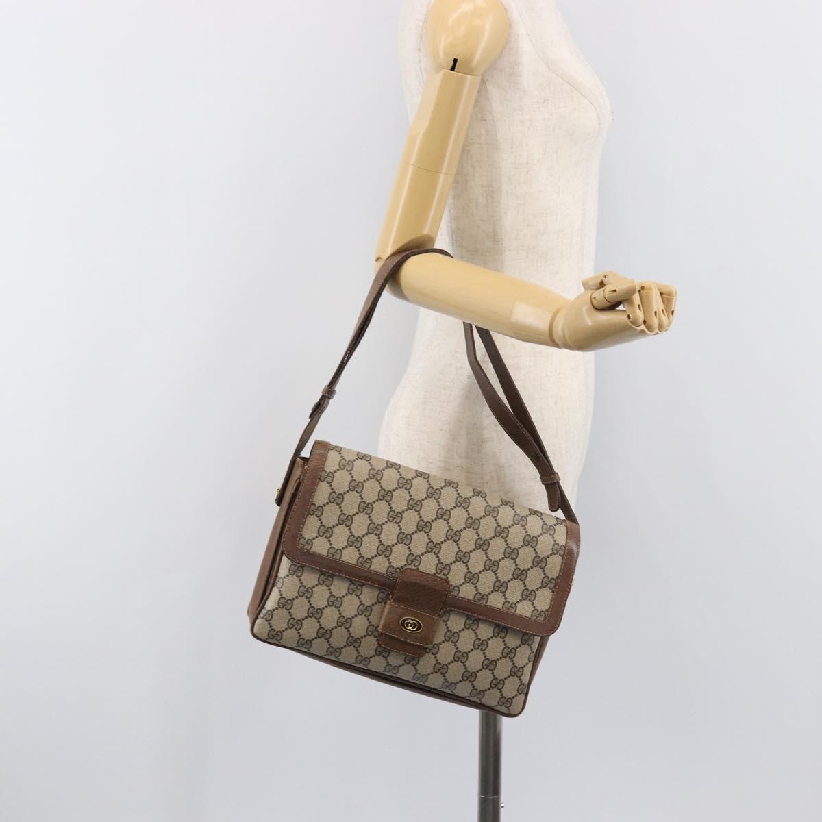 GUCCI GG Supreme Shoulder Bag PVC Beige Gold Tone 1 001 4084 Auth 201306