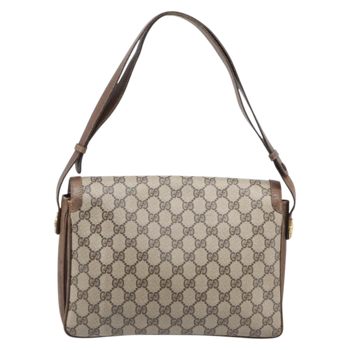 GUCCI GG Supreme Shoulder Bag PVC Beige Gold Tone 1 001 4084 Auth 201306