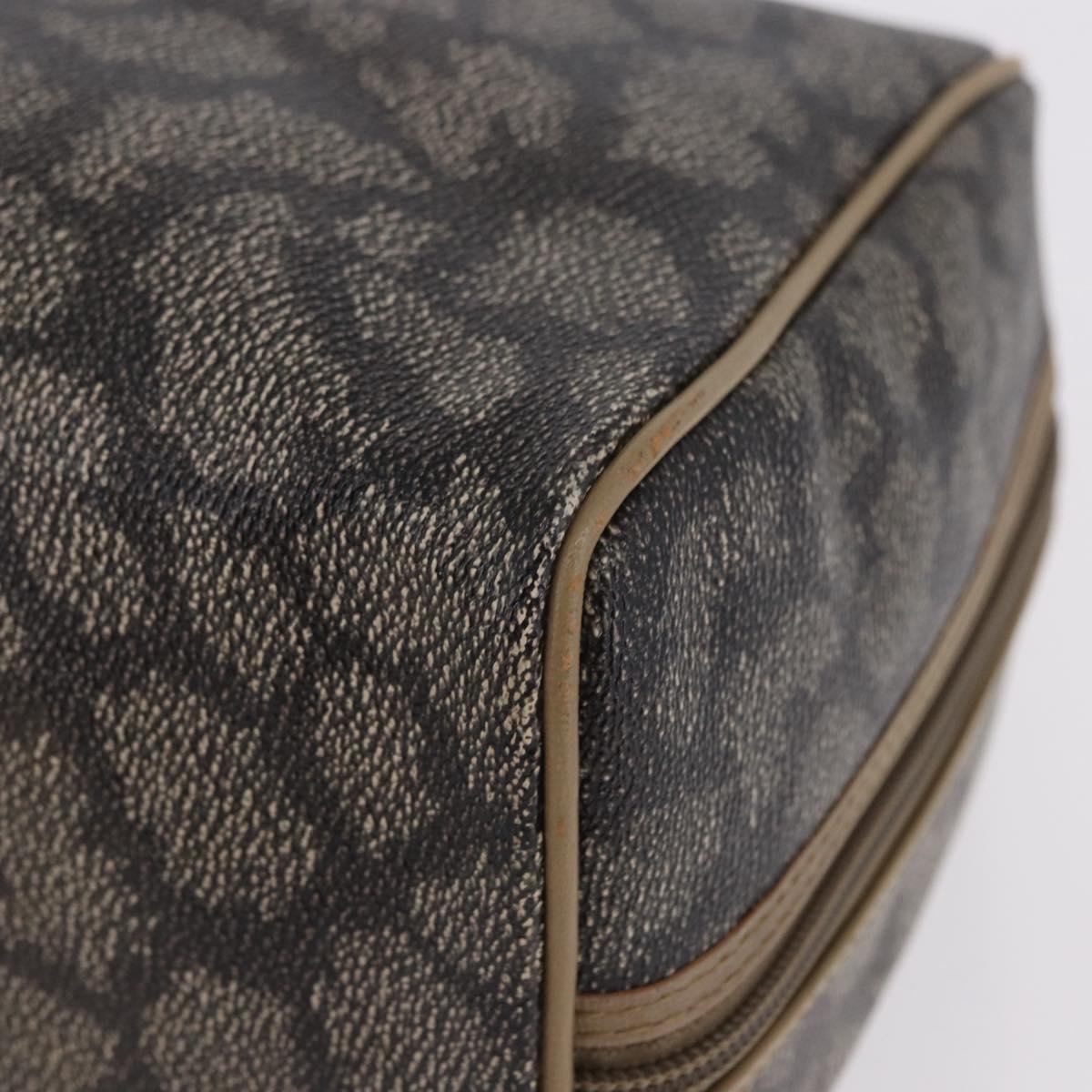 SAINT LAURENT Hand Bag PVC Leather Black Beige Auth 201308