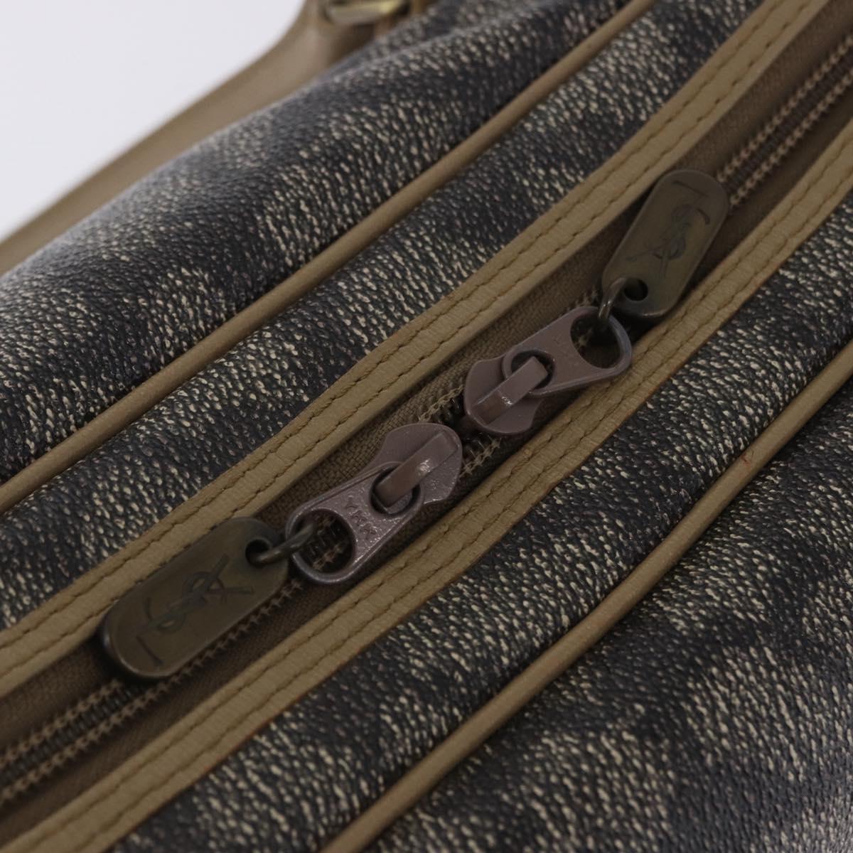 SAINT LAURENT Hand Bag PVC Leather Black Beige Auth 201308