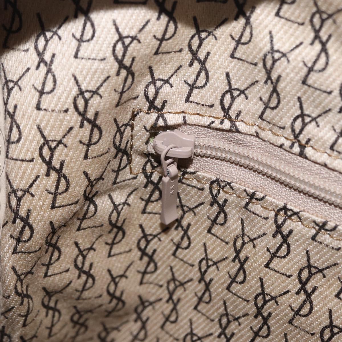 SAINT LAURENT Hand Bag PVC Leather Black Beige Auth 201308