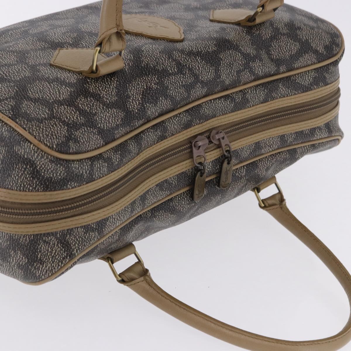 SAINT LAURENT Hand Bag PVC Leather Black Beige Auth 201308