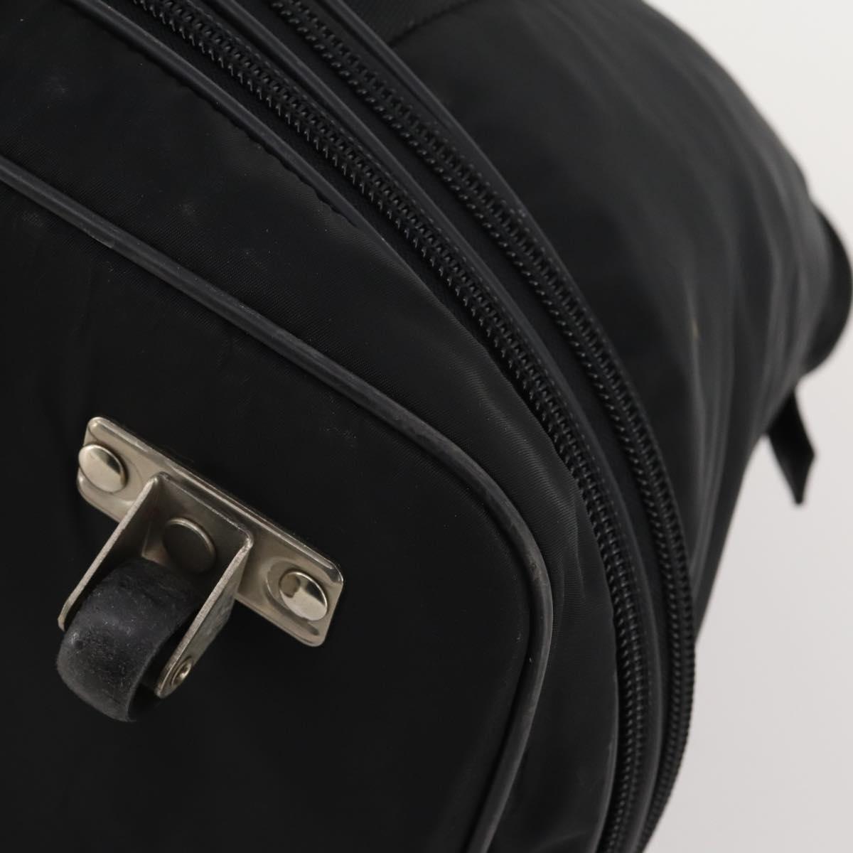 PRADA Boston Bag Nylon Black Silver Auth 201310