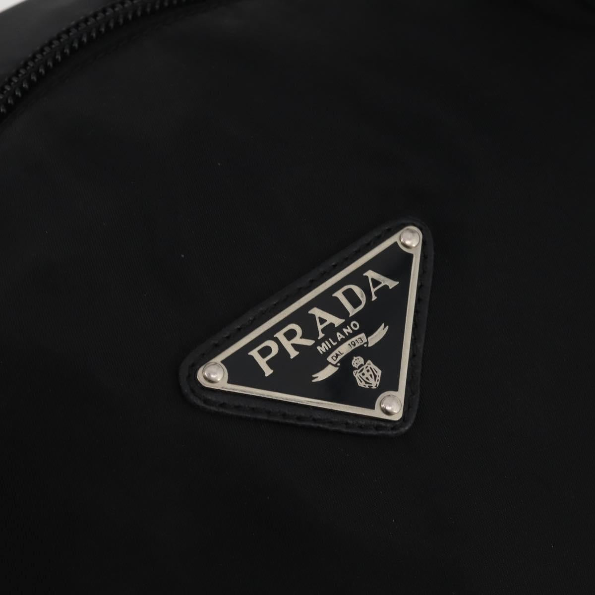 PRADA Boston Bag Nylon Black Silver Auth 201310