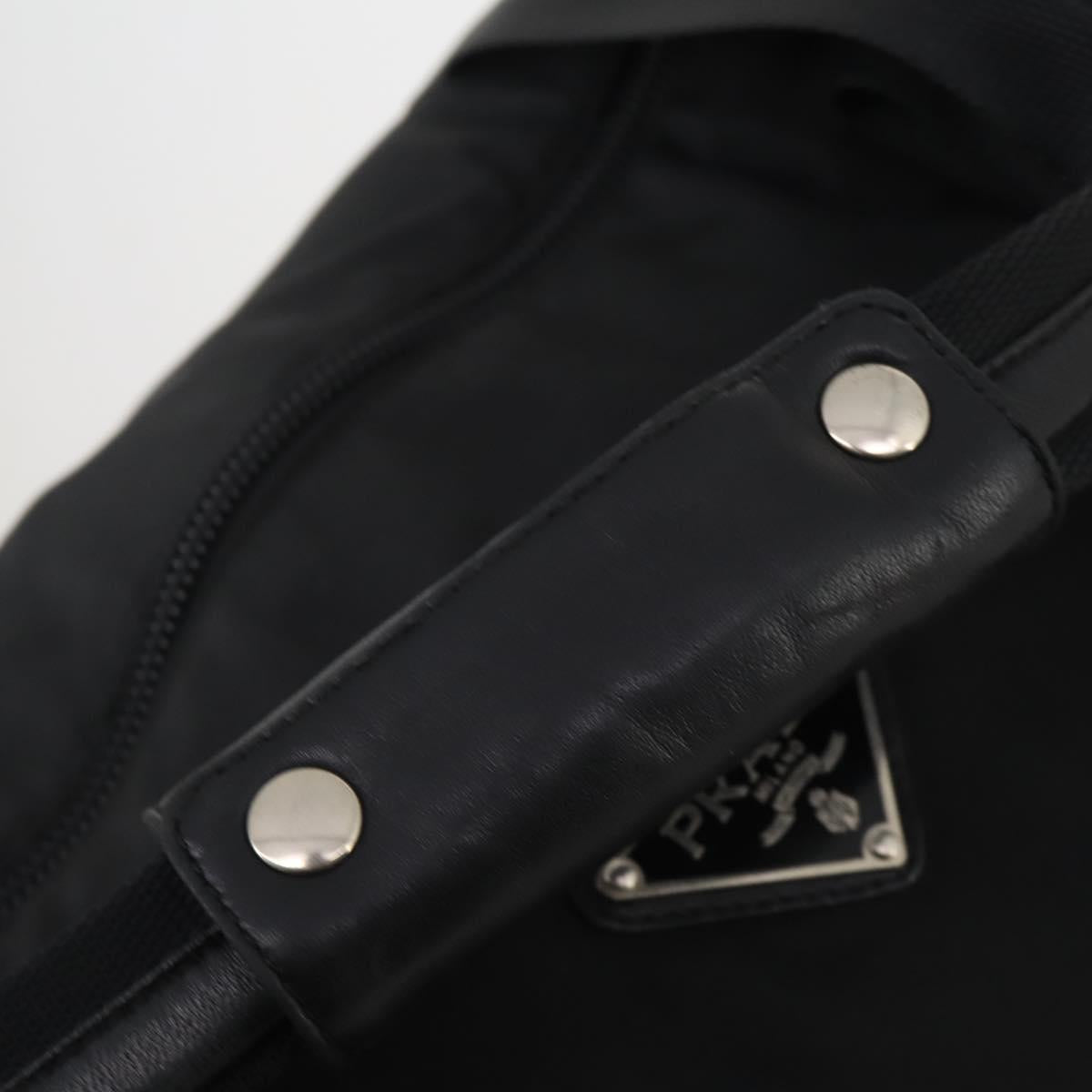 PRADA Boston Bag Nylon Black Silver Auth 201310