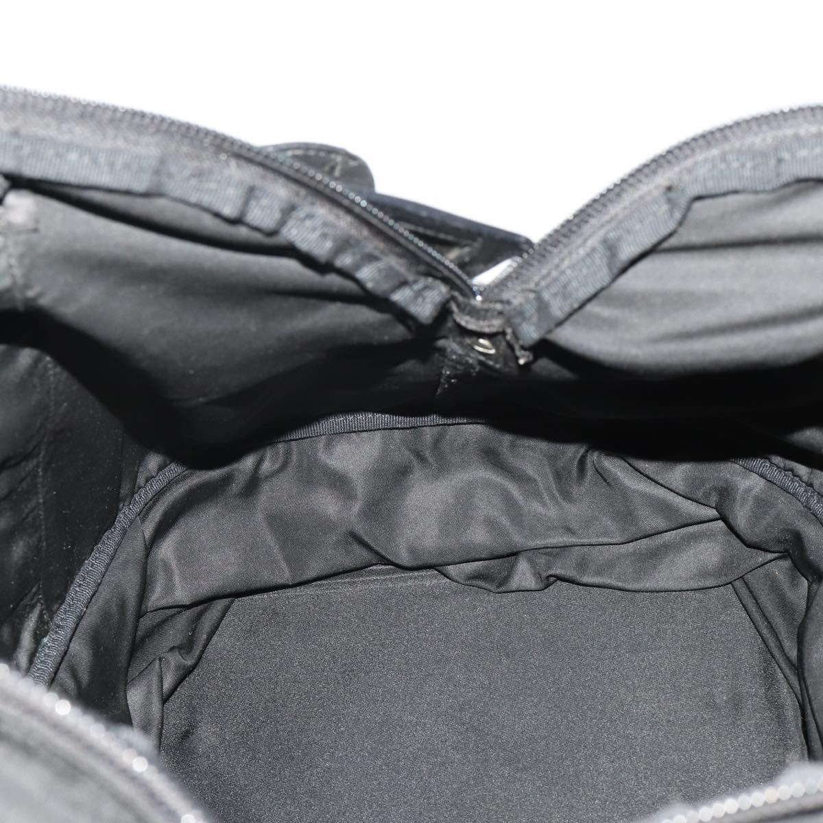 PRADA Boston Bag Nylon Black Silver Auth 201310