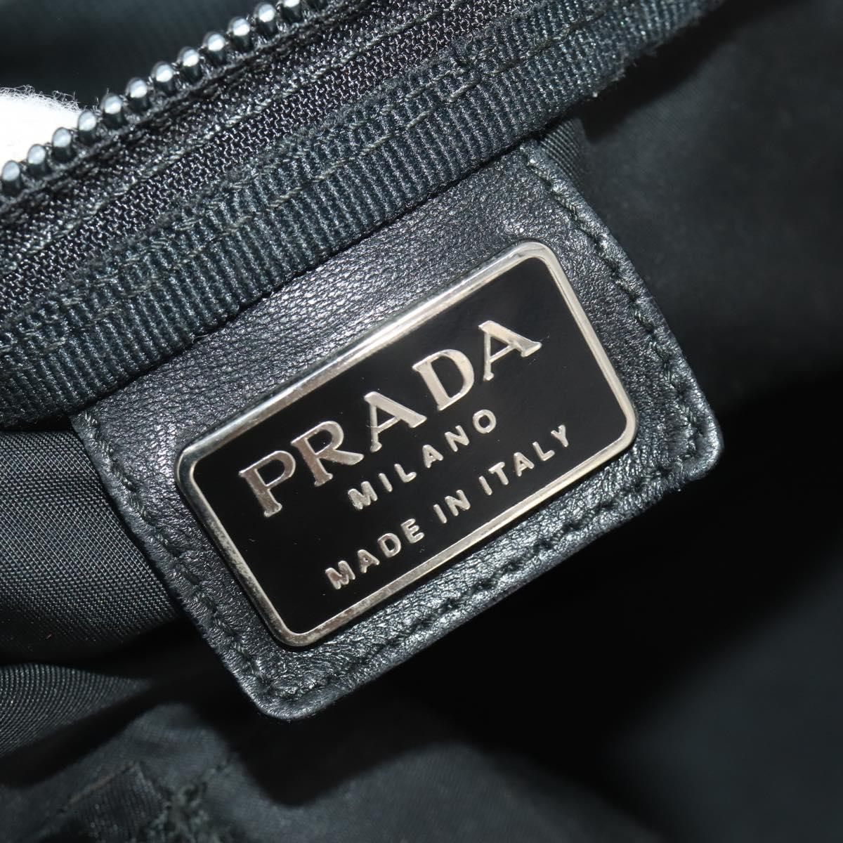 PRADA Boston Bag Nylon Black Silver Auth 201310