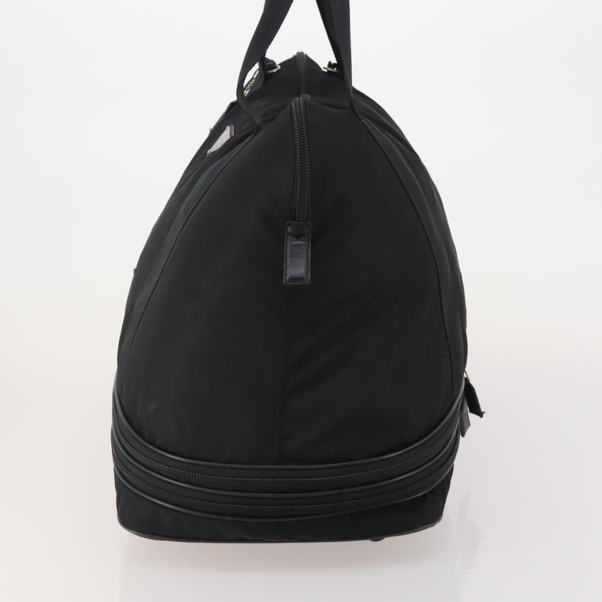 PRADA Boston Bag Nylon Black Silver Auth 201310