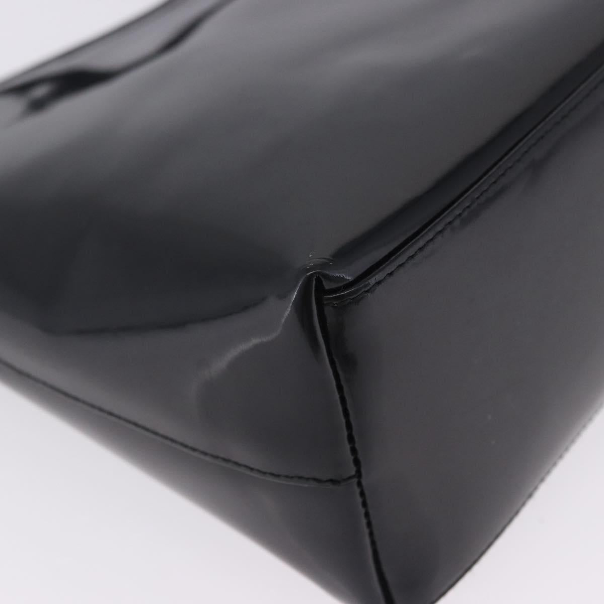 GUCCI Bamboo Hand Bag patent Black Silver 001 1998 Auth 201313