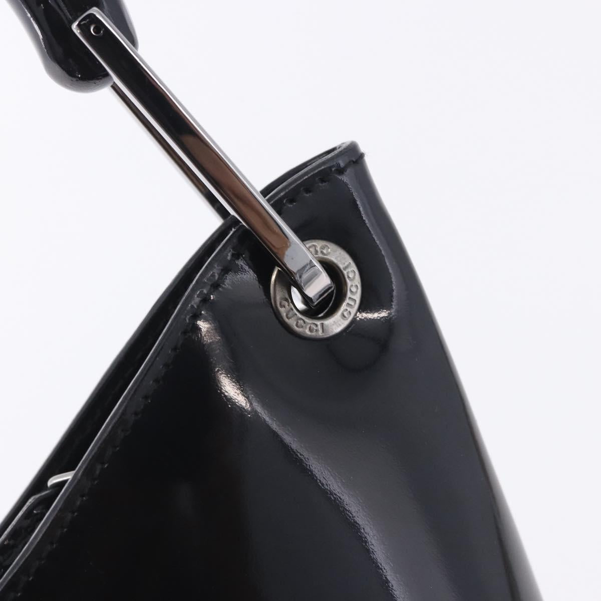 GUCCI Bamboo Hand Bag patent Black Silver 001 1998 Auth 201313