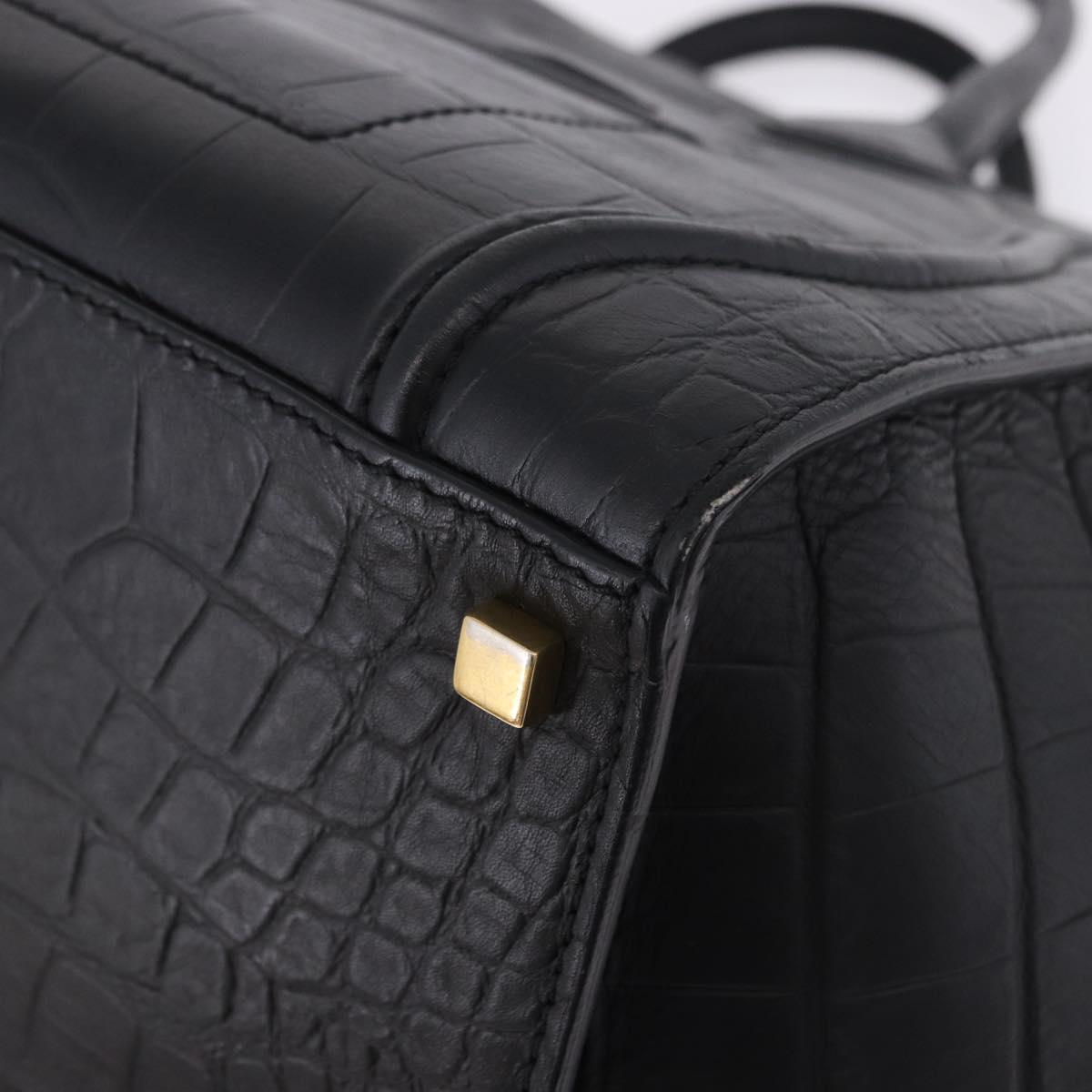 CELINE Luggage Phantom Shopper Hand Bag Leather Black Gold Tone Auth 201314V