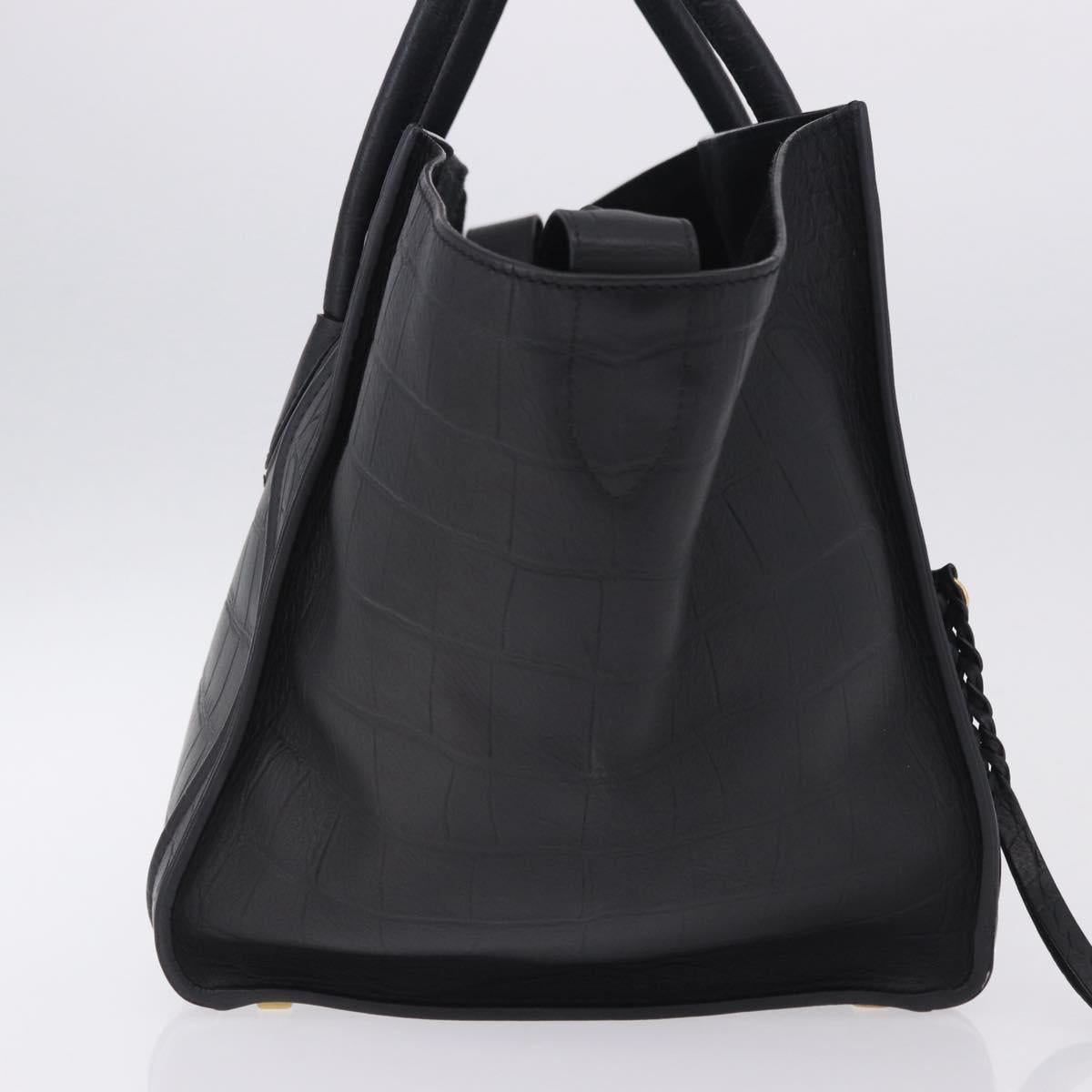 CELINE Luggage Phantom Shopper Hand Bag Leather Black Gold Tone Auth 201314V