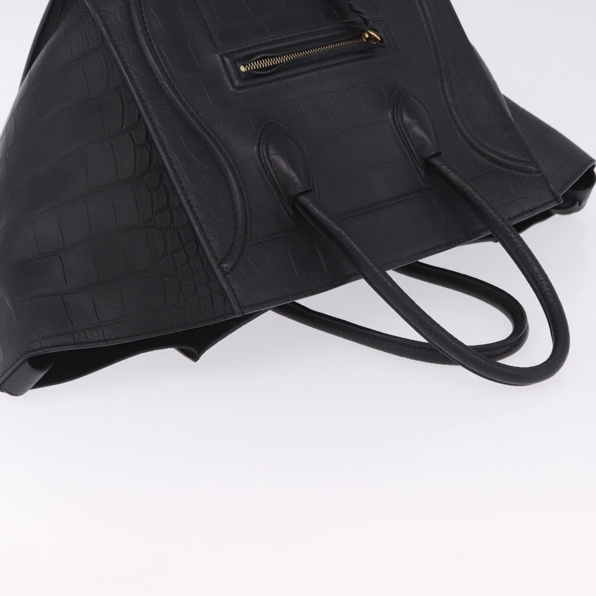 CELINE Luggage Phantom Shopper Hand Bag Leather Black Gold Tone Auth 201314V