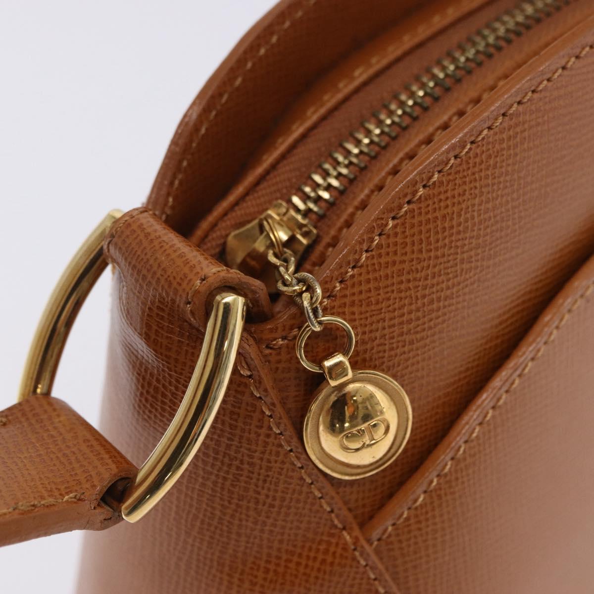 Christian Dior Hand Bag Leather Brown Gold Tone Auth 201316