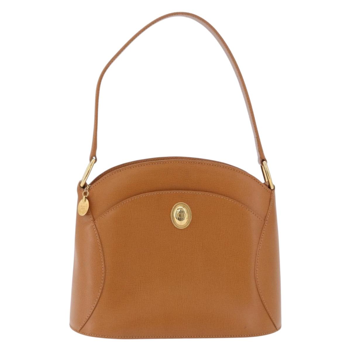 Christian Dior Hand Bag Leather Brown Gold Tone Auth 201316