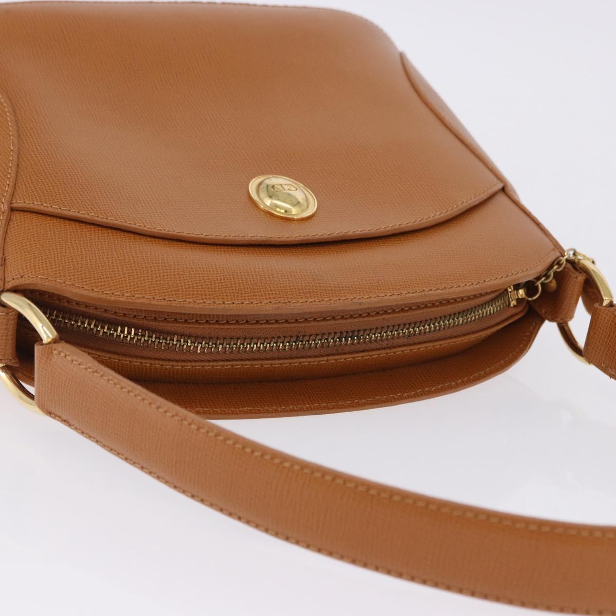 Christian Dior Hand Bag Leather Brown Gold Tone Auth 201316