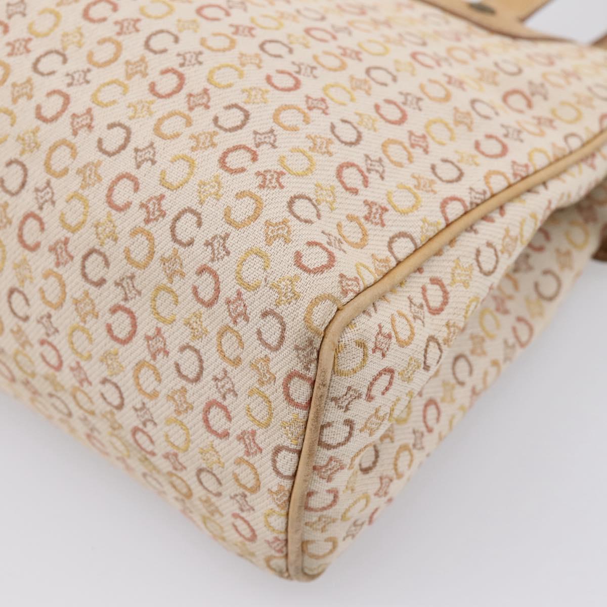 CELINE C Macadam Hand Bag Canvas Beige Gold Tone Auth 201317