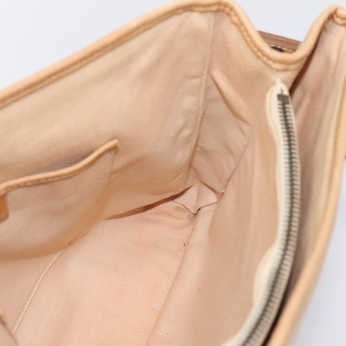 CELINE C Macadam Hand Bag Canvas Beige Gold Tone Auth 201317
