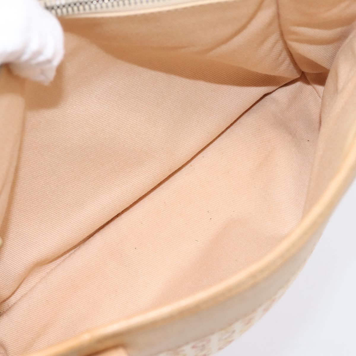 CELINE C Macadam Hand Bag Canvas Beige Gold Tone Auth 201317