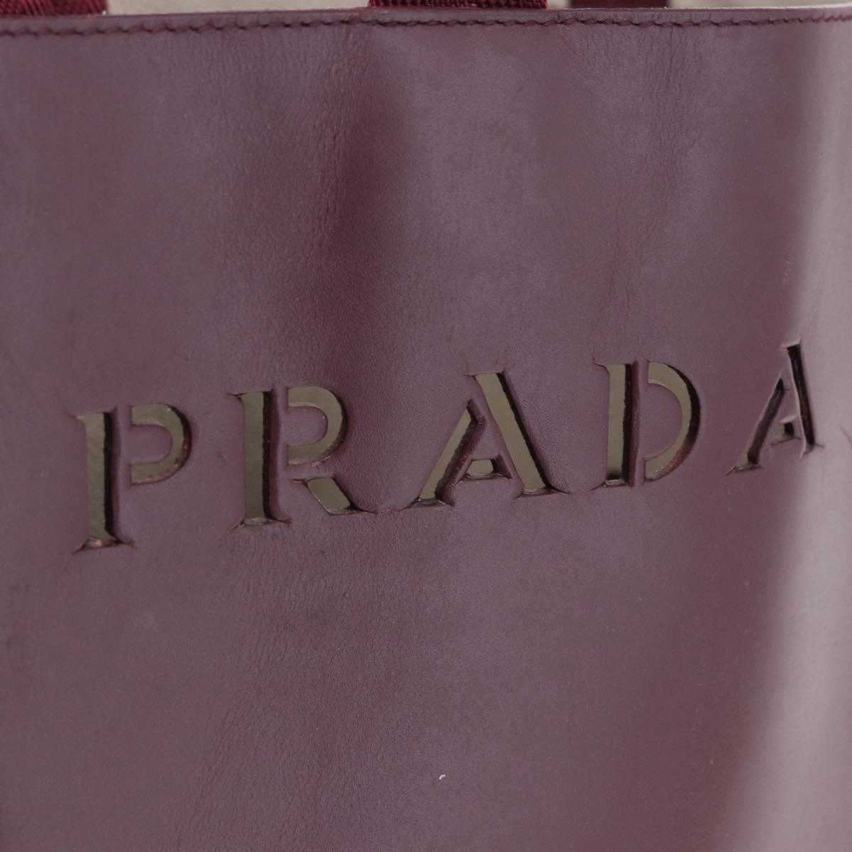 PRADA Tote Bag Leather Wine Red Auth 201318