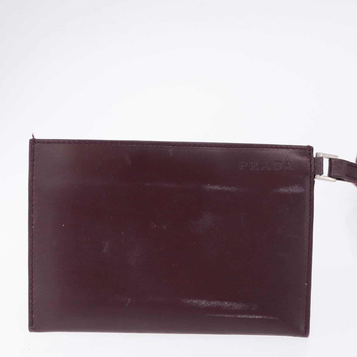 PRADA Tote Bag Leather Wine Red Auth 201318