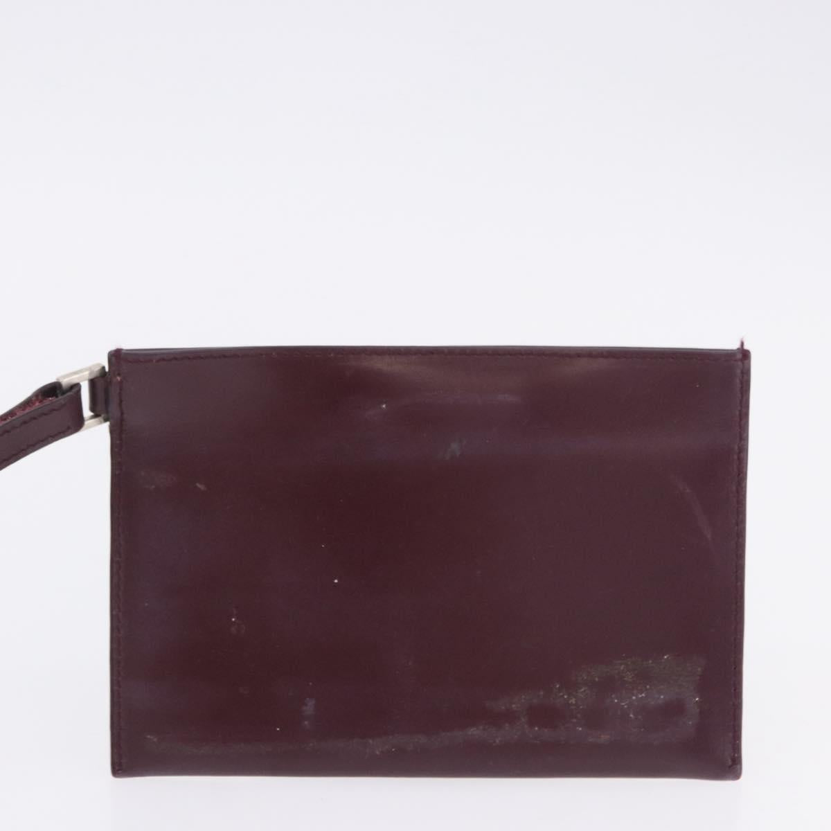 PRADA Tote Bag Leather Wine Red Auth 201318