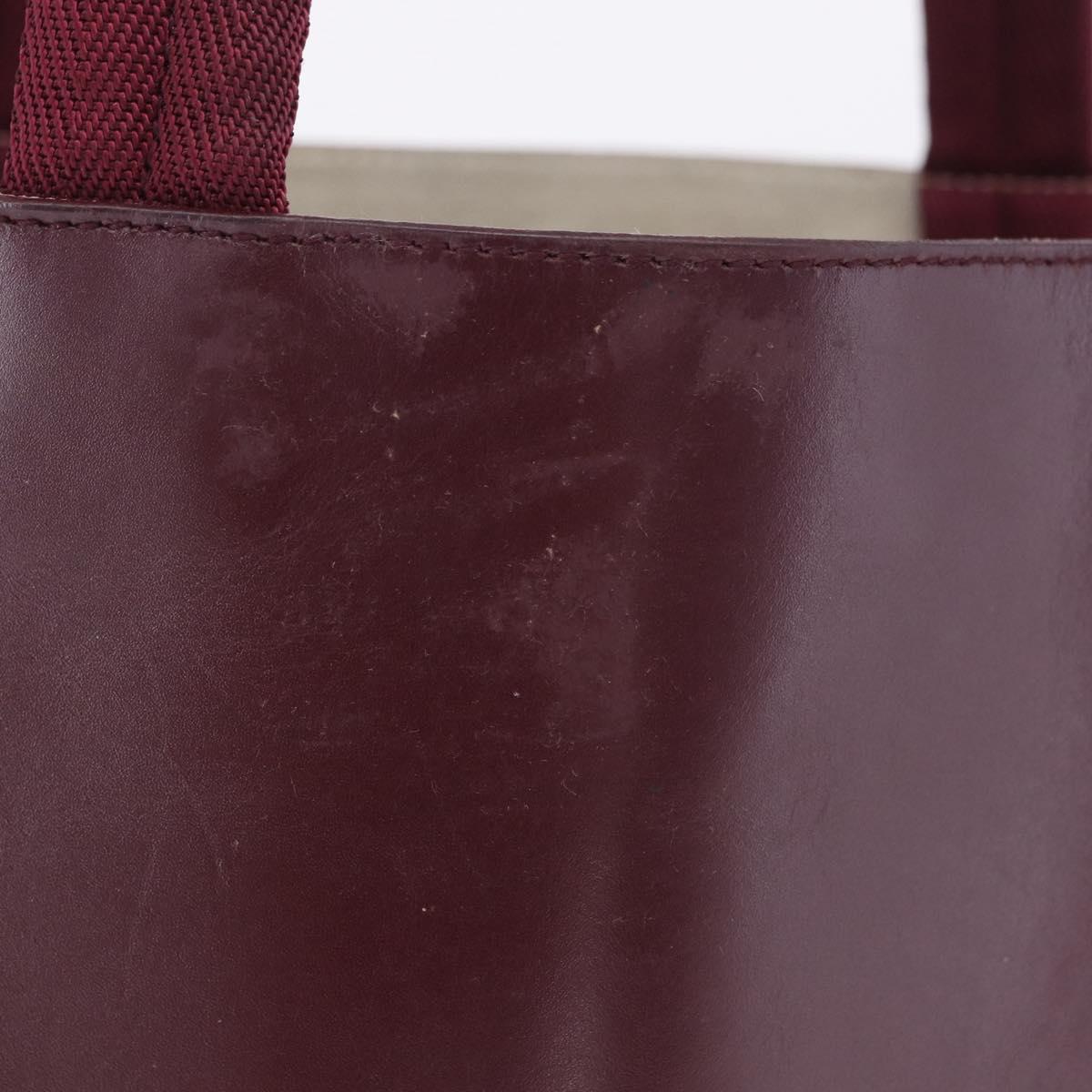 PRADA Tote Bag Leather Wine Red Auth 201318