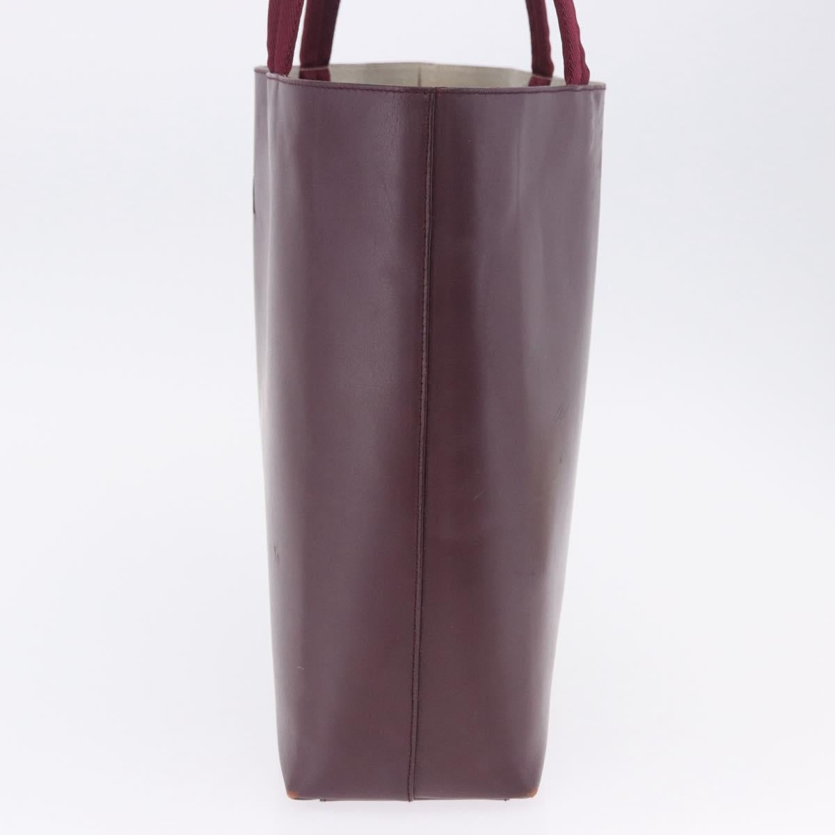 PRADA Tote Bag Leather Wine Red Auth 201318