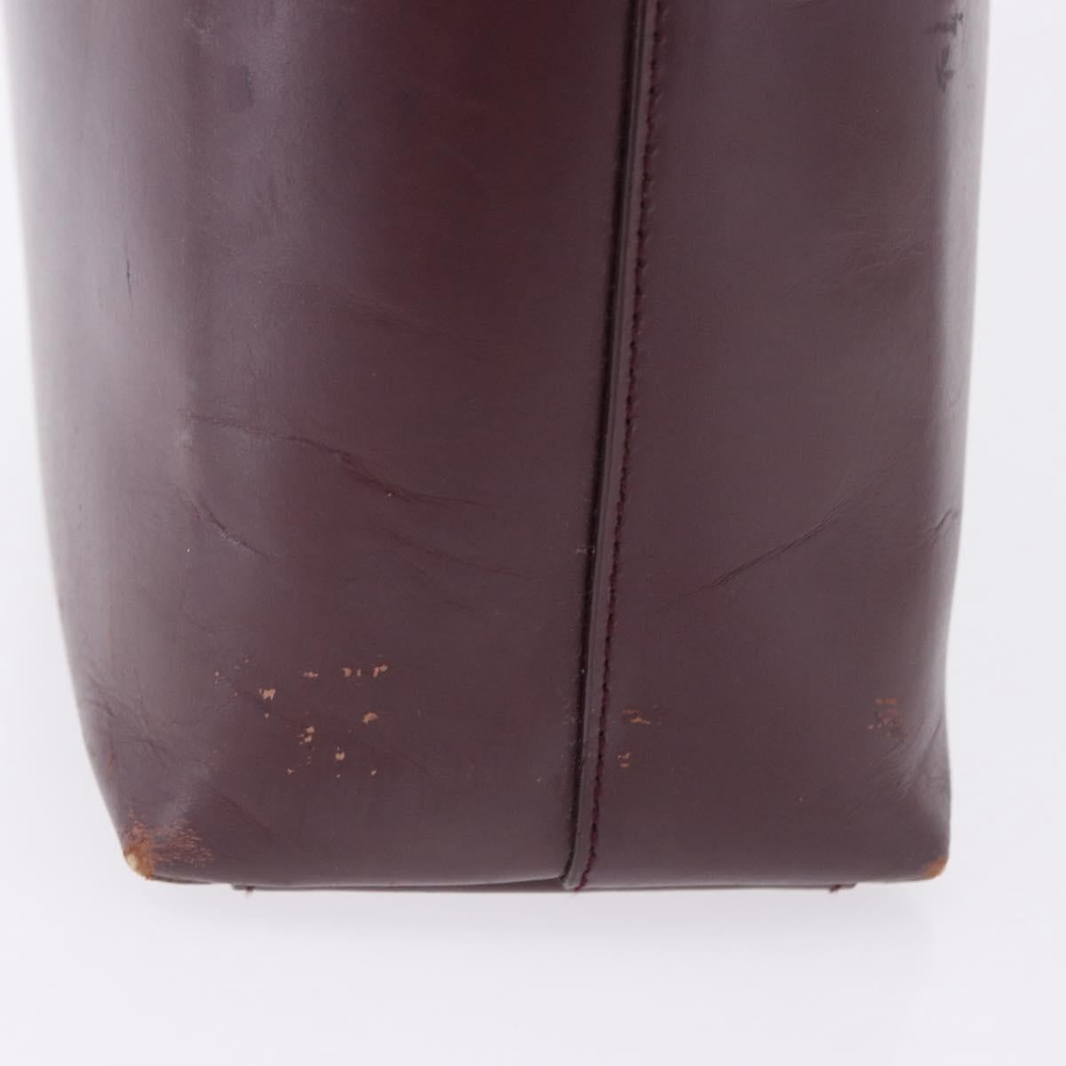PRADA Tote Bag Leather Wine Red Auth 201318