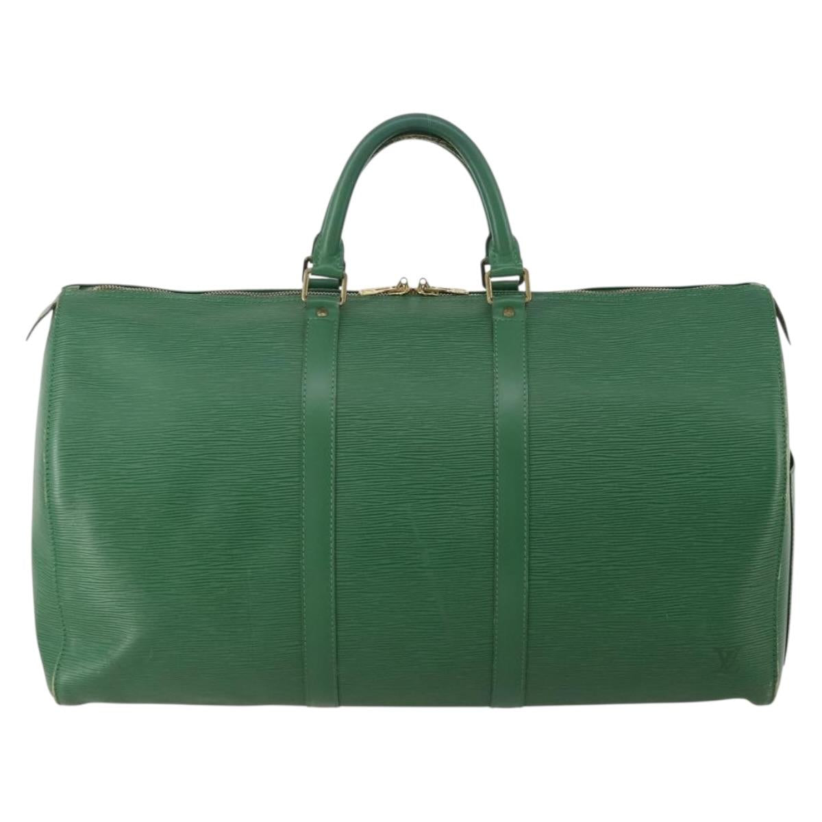 LOUIS VUITTON Epi Keepall 50 Boston Bag Green M42964 LV Auth 201319