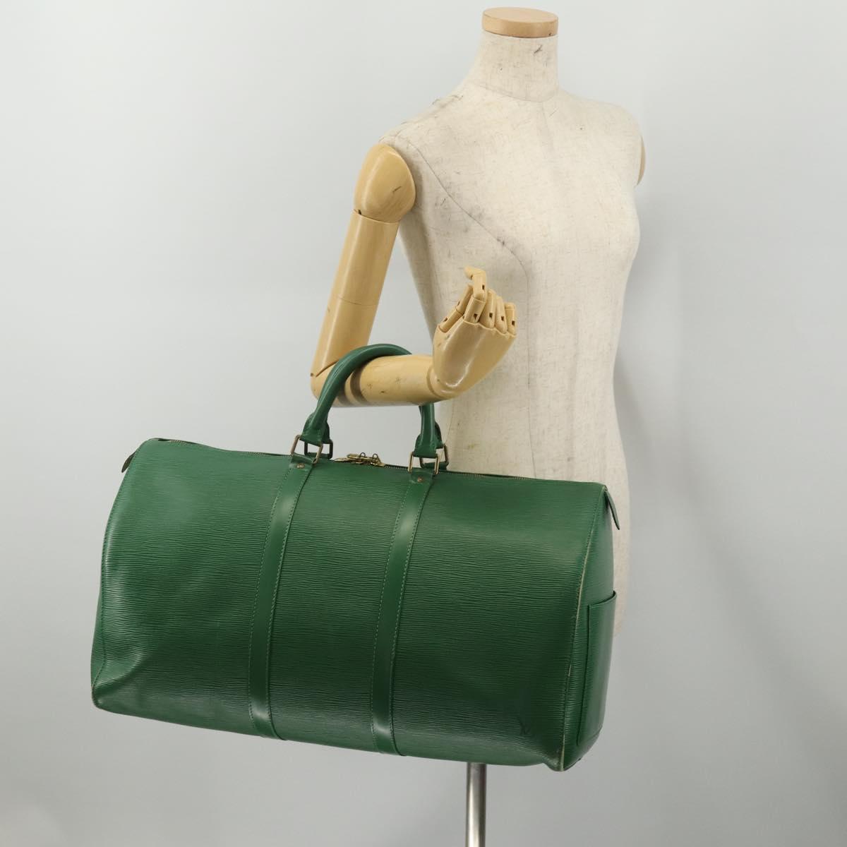 LOUIS VUITTON Epi Keepall 50 Boston Bag Green M42964 LV Auth 201319