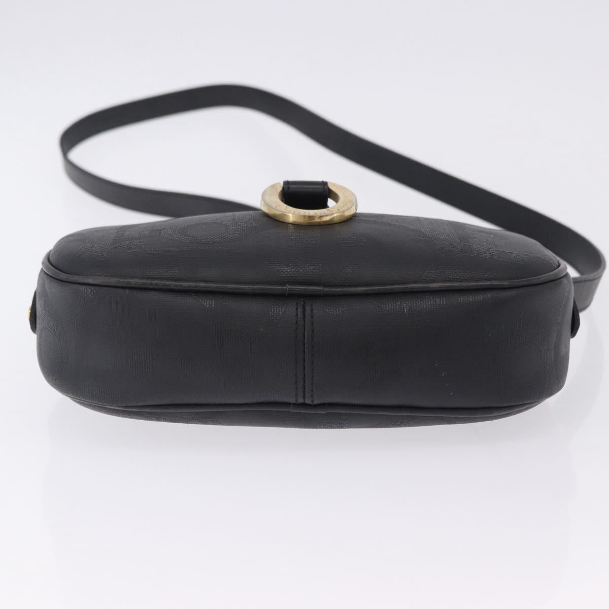 Christian Dior Trotter Shoulder Bag PVC Leather Black Gold Tone Auth 201320