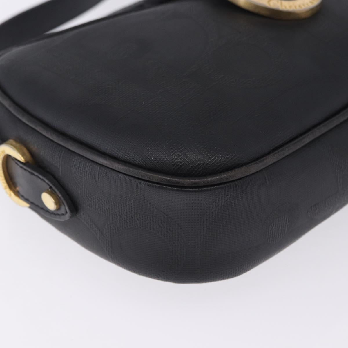 Christian Dior Trotter Shoulder Bag PVC Leather Black Gold Tone Auth 201320