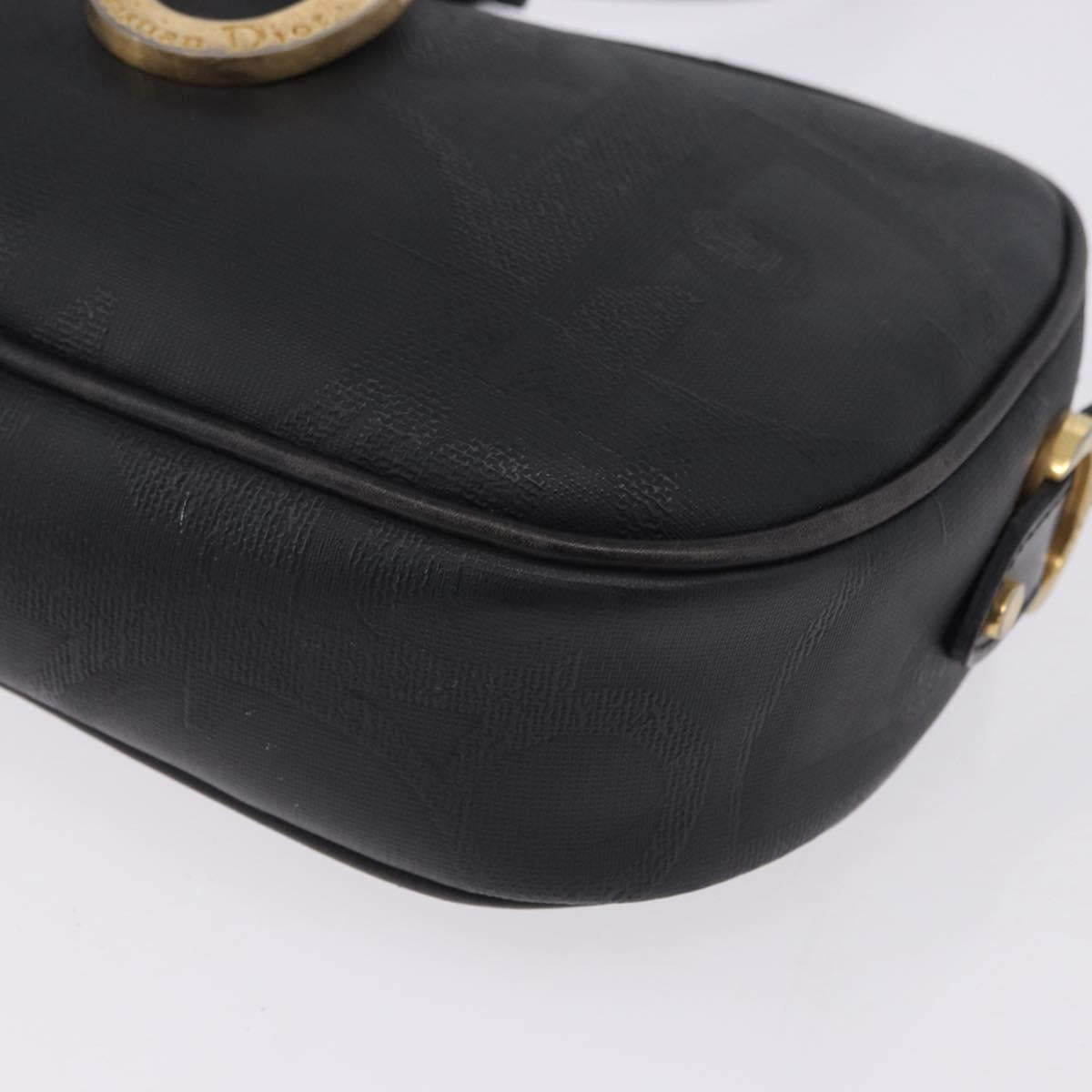 Christian Dior Trotter Shoulder Bag PVC Leather Black Gold Tone Auth 201320