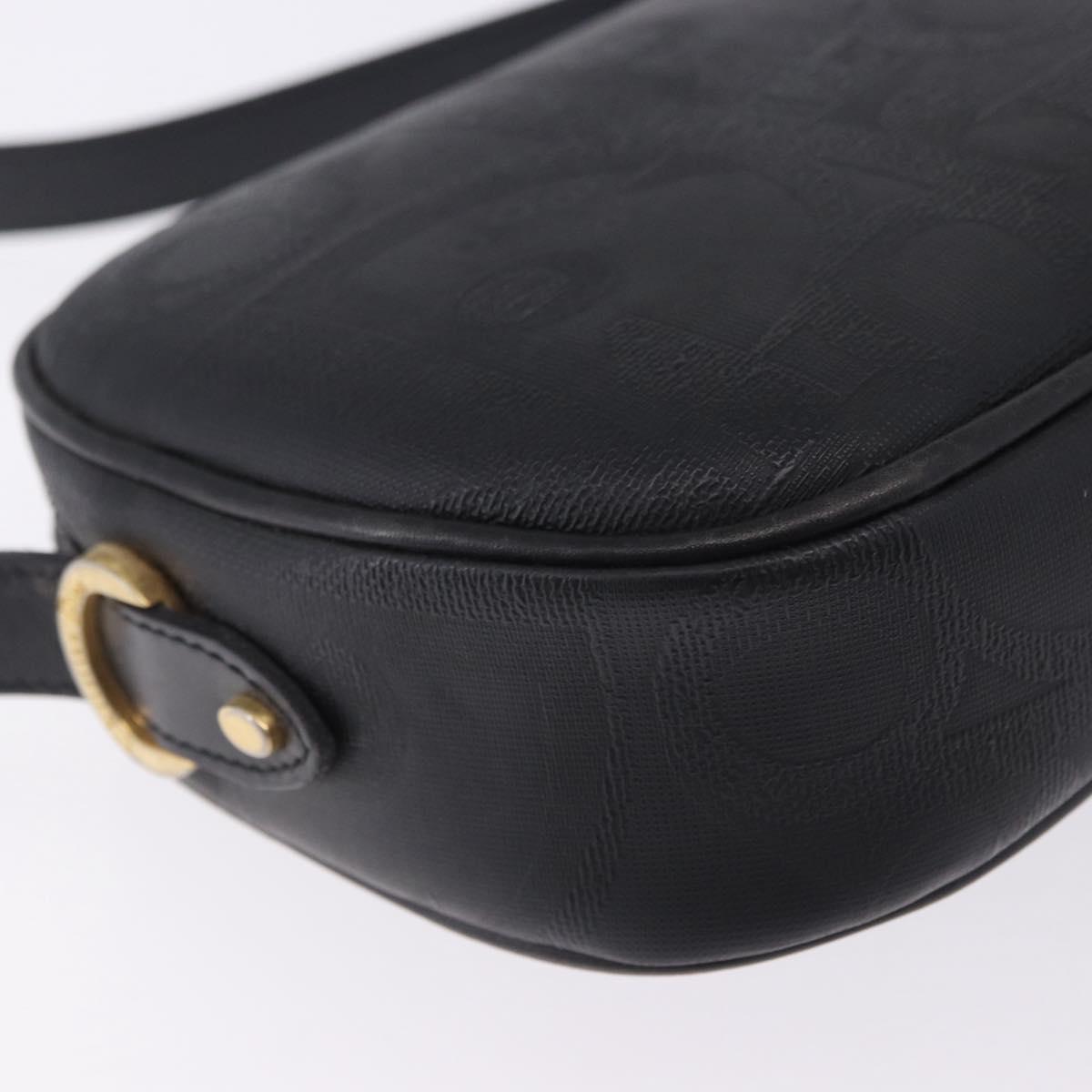 Christian Dior Trotter Shoulder Bag PVC Leather Black Gold Tone Auth 201320