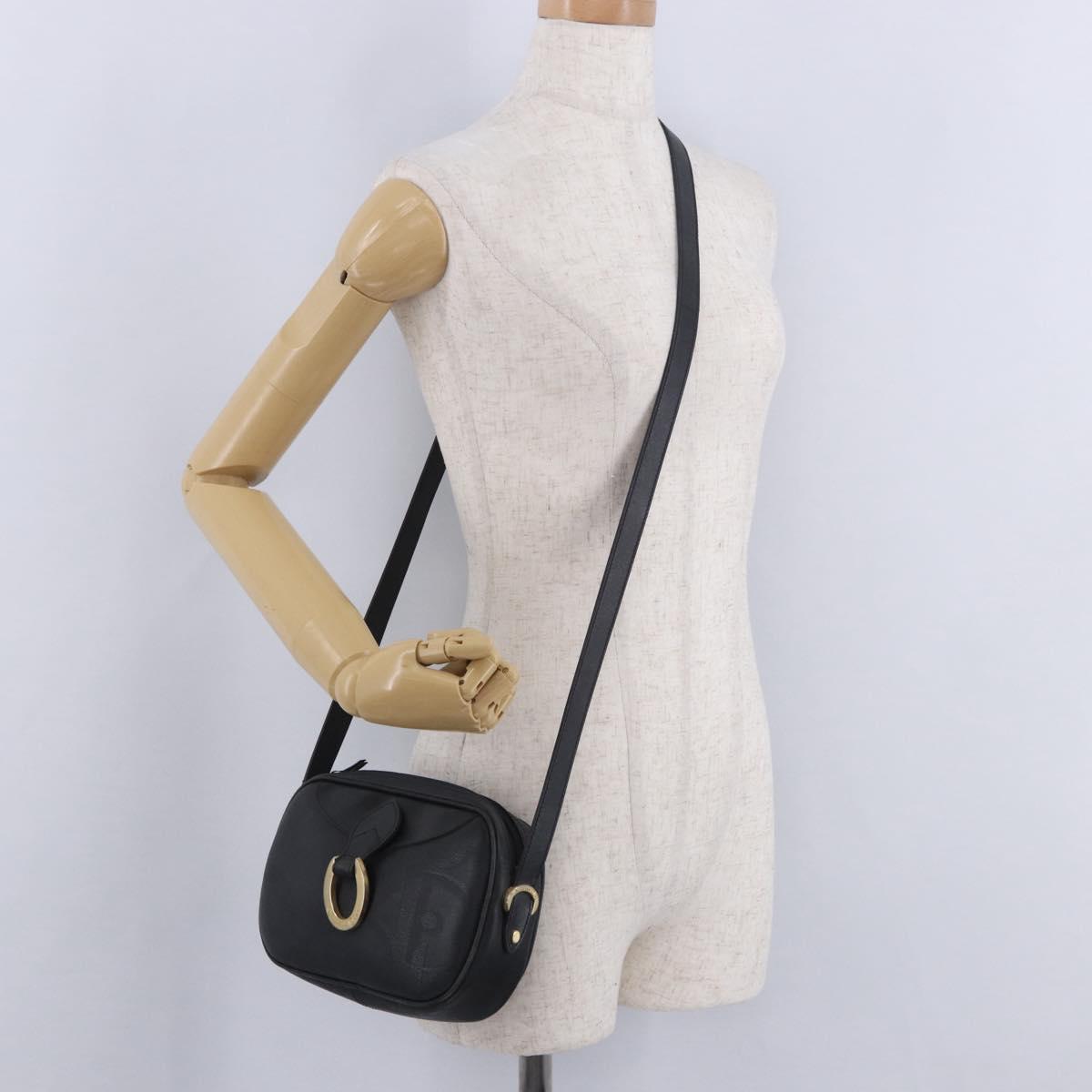 Christian Dior Trotter Shoulder Bag PVC Leather Black Gold Tone Auth 201320