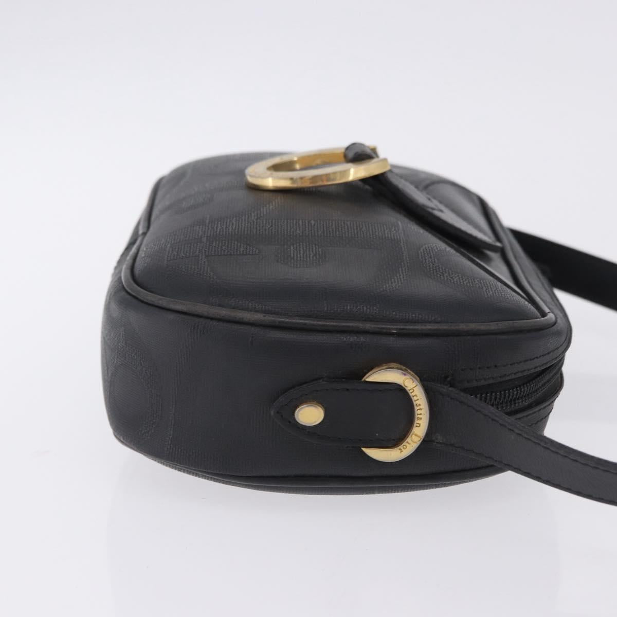 Christian Dior Trotter Shoulder Bag PVC Leather Black Gold Tone Auth 201320