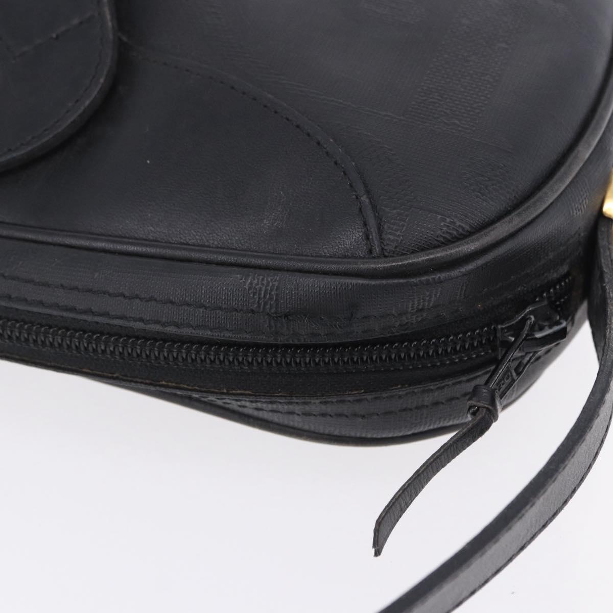 Christian Dior Trotter Shoulder Bag PVC Leather Black Gold Tone Auth 201320