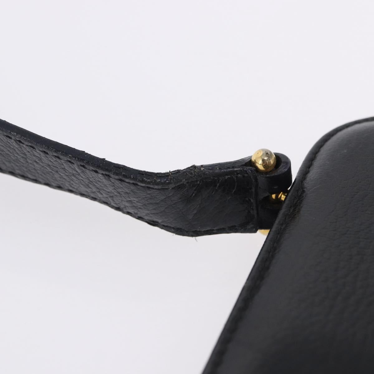 Salvatore Ferragamo Gancini Shoulder Bag Leather Black Gold Tone Auth 201321