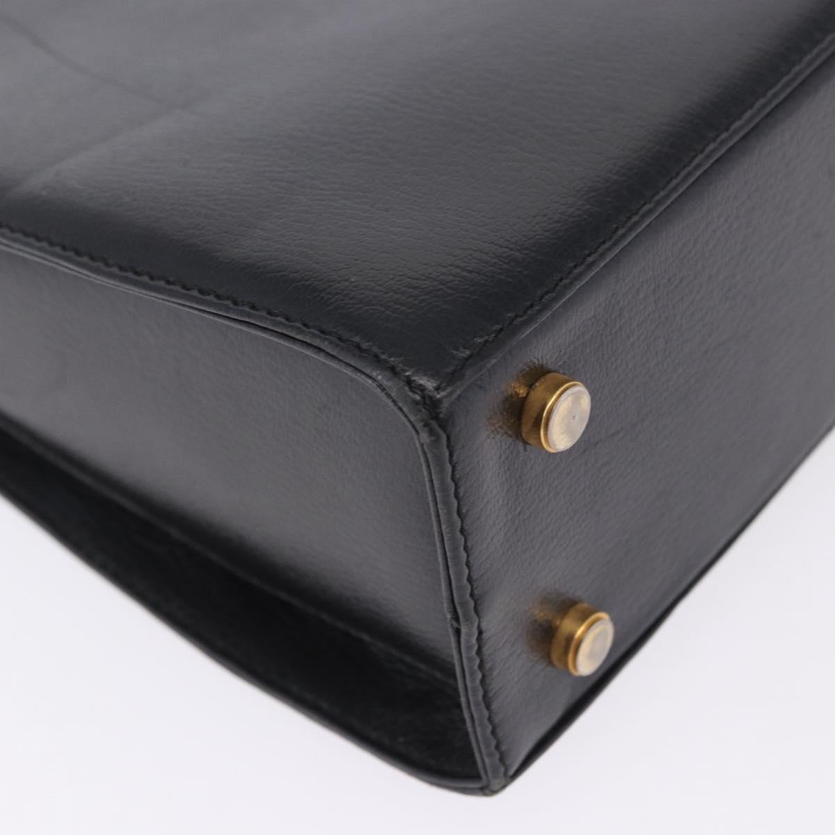 Salvatore Ferragamo Gancini Shoulder Bag Leather Black Gold Tone Auth 201321