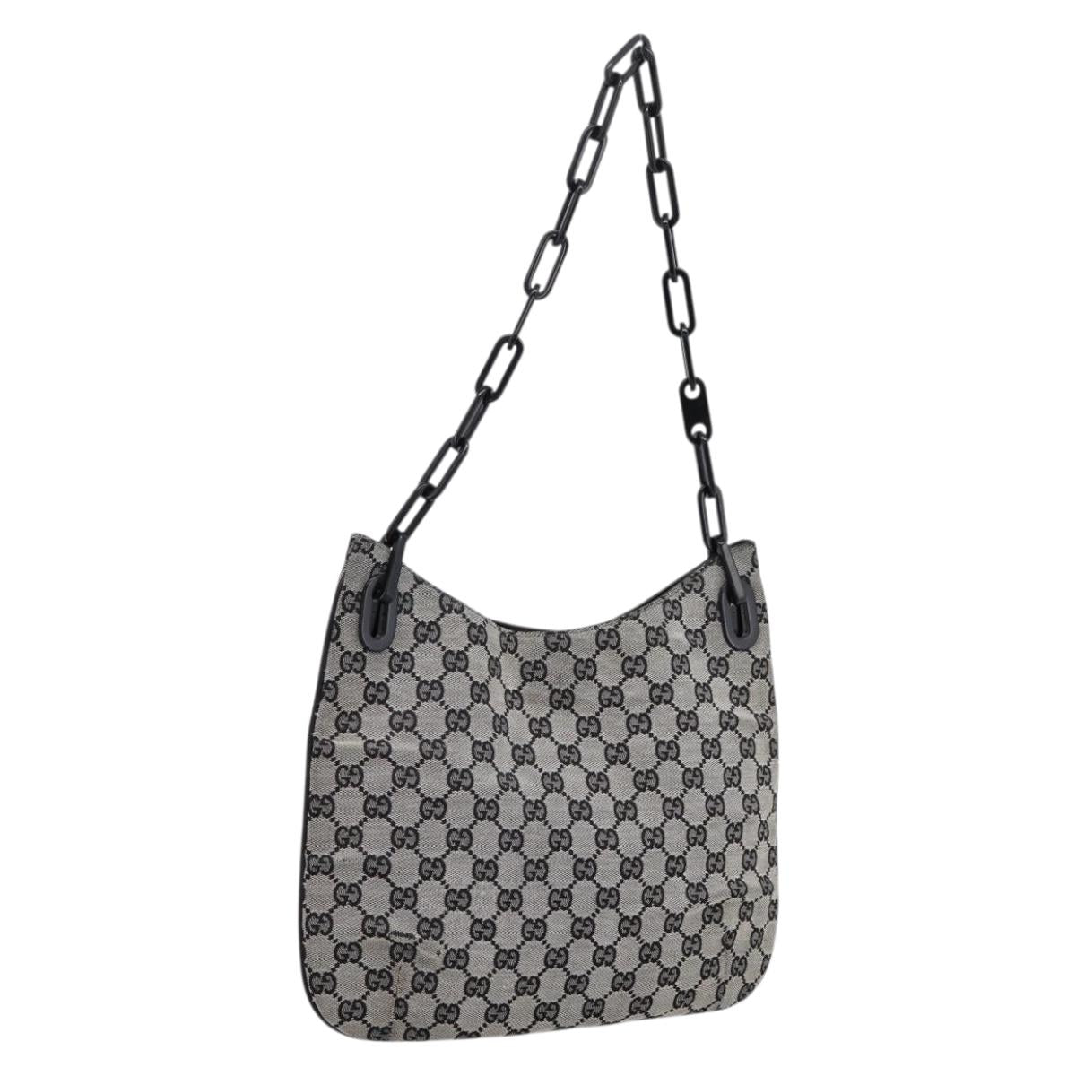 GUCCI GG Canvas Chain Shoulder Bag Black 001 4168 Auth 201323A