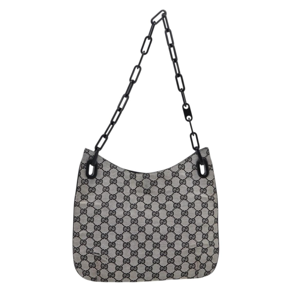 GUCCI GG Canvas Chain Shoulder Bag Black 001 4168 Auth 201323A