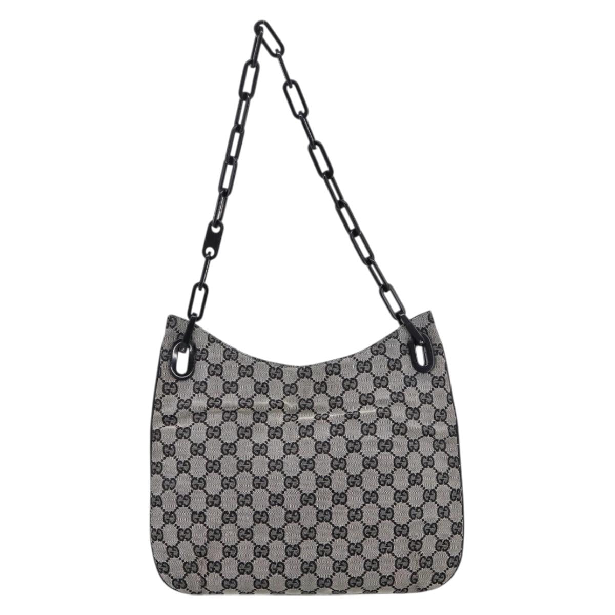 GUCCI GG Canvas Chain Shoulder Bag Black 001 4168 Auth 201323A